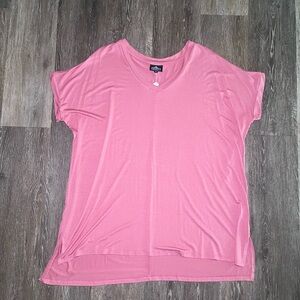 Women's Plus Size Salmon Pink V-Neck Top